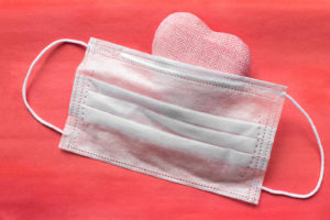 face mask and fabric heart
