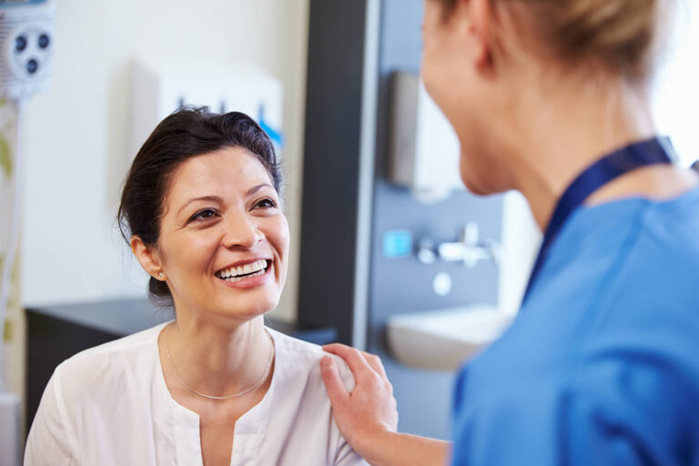 patient talking to nurse about endoPAT test