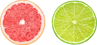 slices of grapefruit and lime